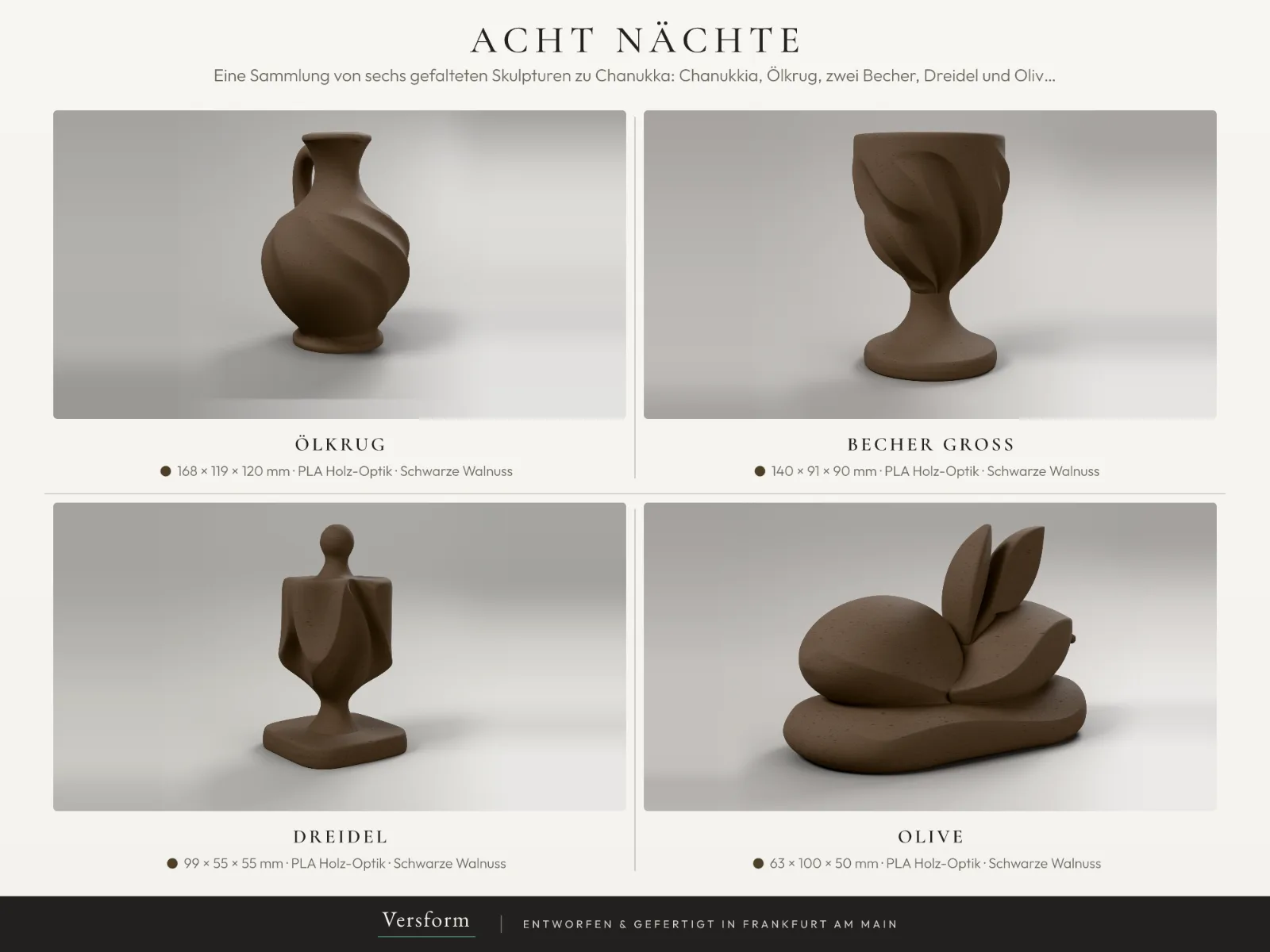 Acht Nächte – complete set, overview of all pieces