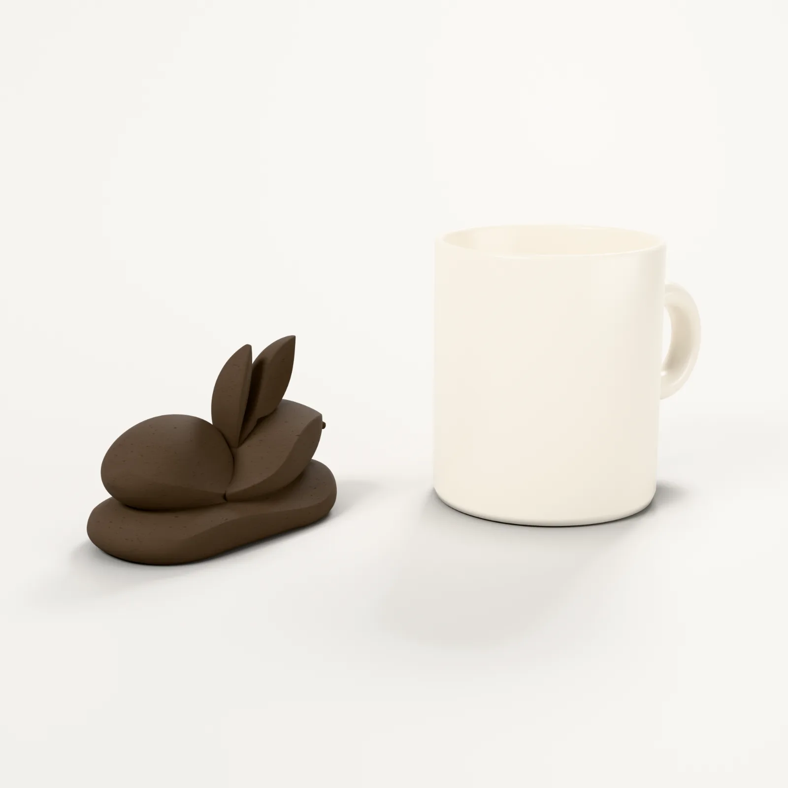 Folded Olive, size comparison with a coffee cup