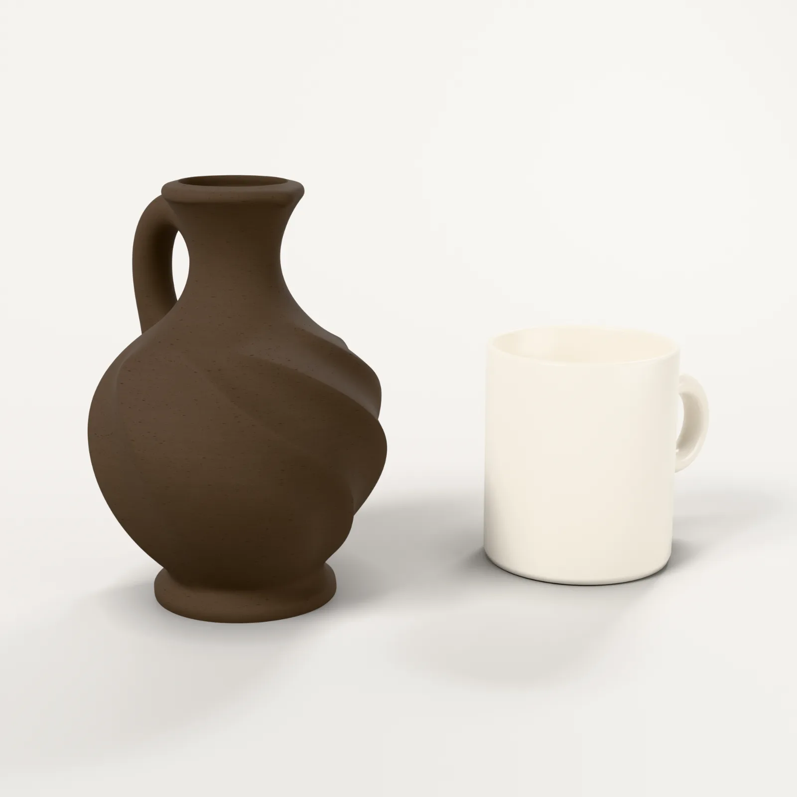 Folded Oil Jug, size comparison with a coffee cup