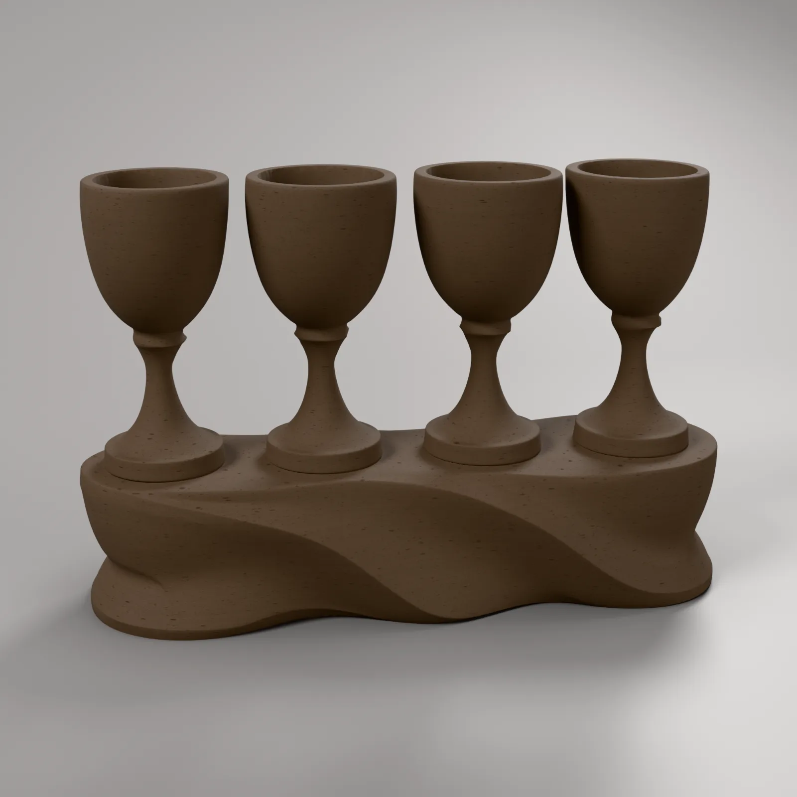 Vier Becher, all pieces together